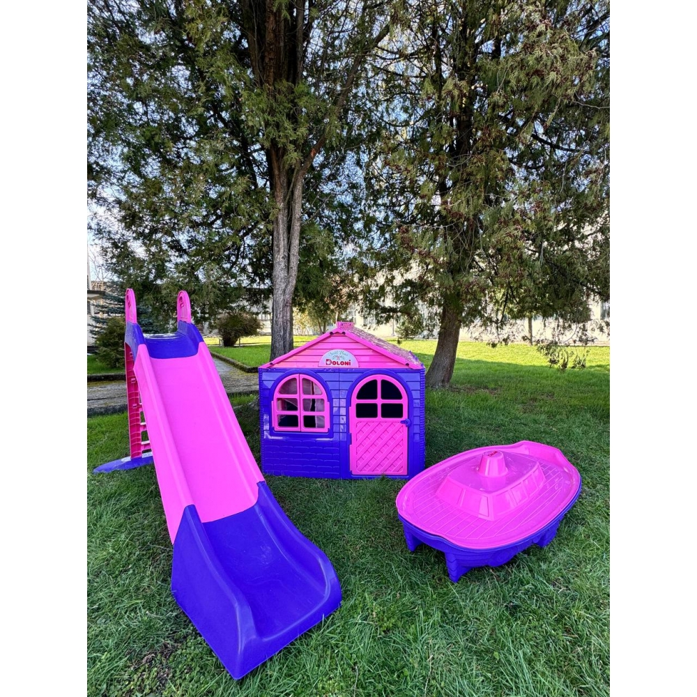 Набір XL Будинок, пісочниця, гірка 243 см (рожево-фіолетовий)